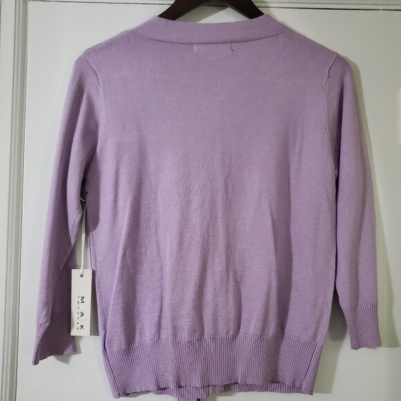 Purple Mak Tie Neck Cardigan - Picture 2 of 4